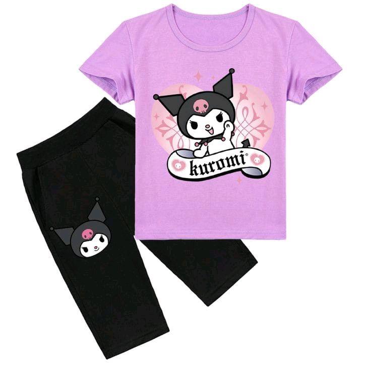 Setelan Anak Perempuan Motif Kuromi untuk Usia 3-10 Tahun dari Katun - Cantik Fashion 1