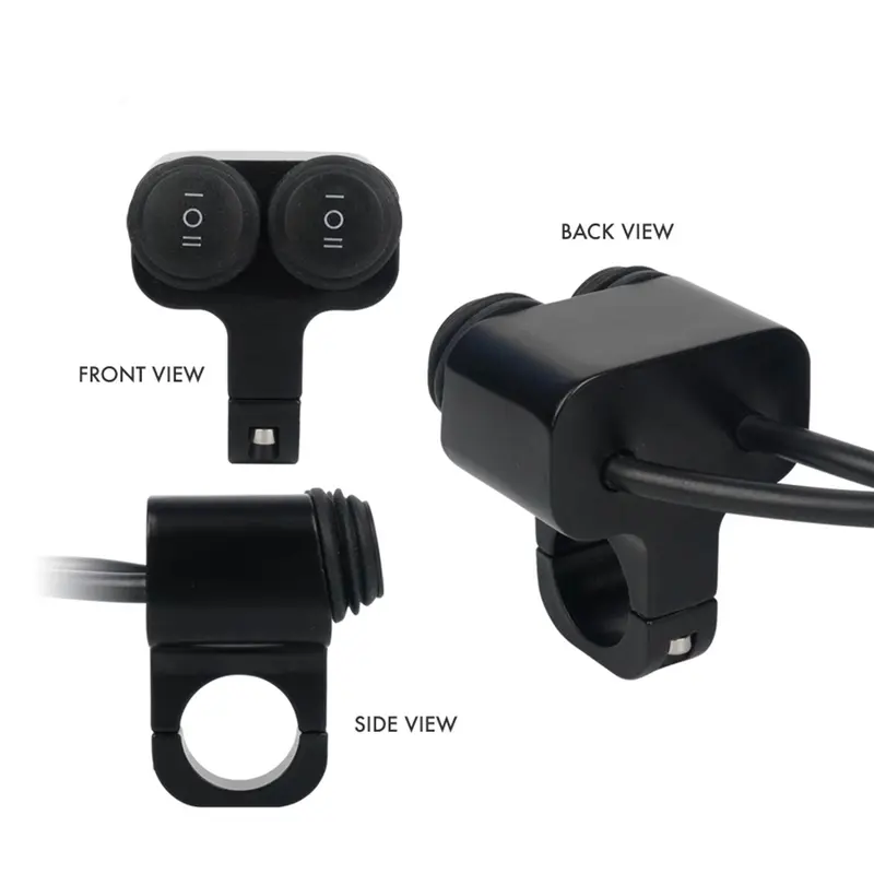 Switch bar tangan motor, dual 2-wire 2-gear aluminium alloy switch 4