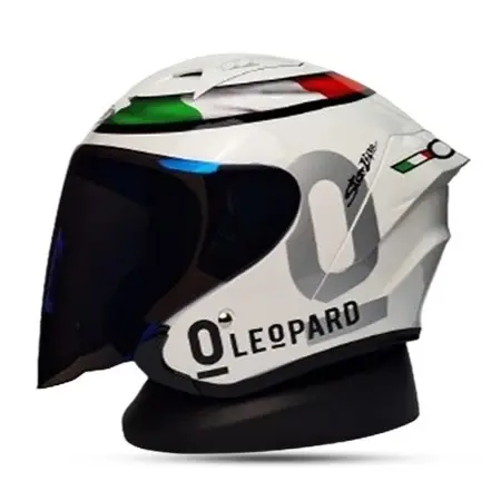 Helm Half Face Mla Leopard Grey Glosy Kaca Clear Silver Blue Helm Half Face Terbaru Motif Bisa COD 5