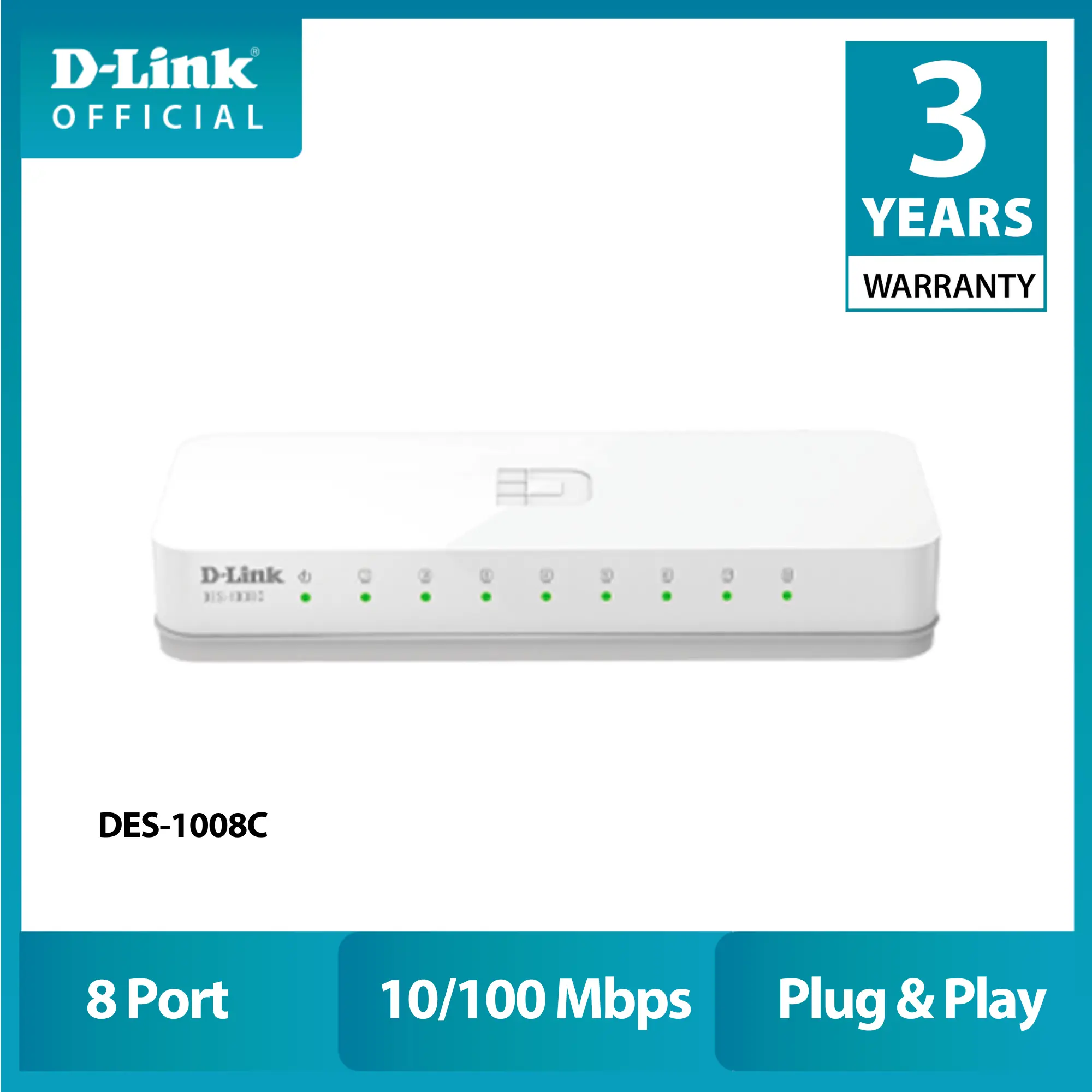 D-Link DES-1008C 8-Port 10/100Mbps Unmanaged Switch