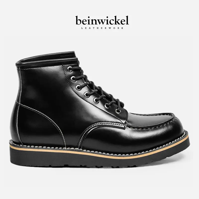 BEINWICKEL Sepatu Boots Pria - Moc Toe Boots Black 0