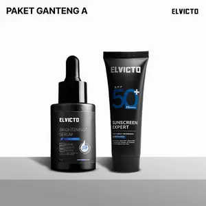 ELVICTO PAKET GANTENG A | BRIGHTENING SERUM, SUNSCREEN | Paket Perawatan Pria untuk Meningkatkan Kesehatan, Mencerahkan,Meratakan Warna Kulit Wajah