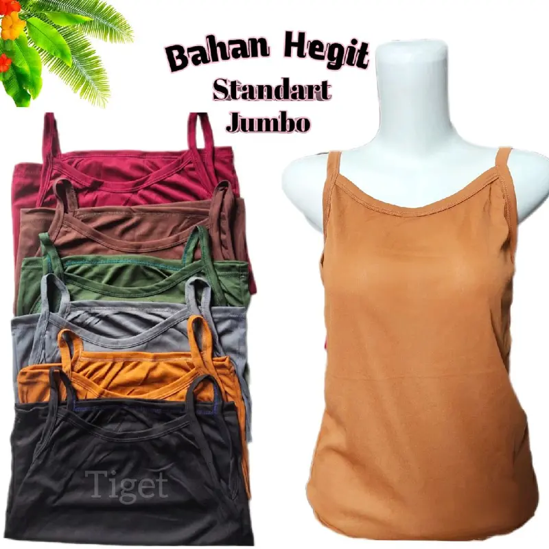 6/3 PCS Kaos Dalam Singlet Tanktop Bahan Hegit Tipis Tengtop Tali Kecil Wanita Dewasa Remaja Cewek Murah Ukuran Standar Jumbo KIJ Tank Top Atasan Basic Crop Panjang Dalaman