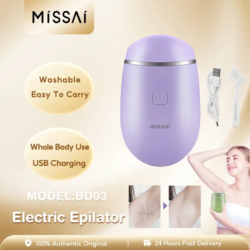 MISSAI Alat Mencukur Mini Listrik Pencukur Bulu Ketiak Wanita / Mini Lady Shaver / Tanpa Rasa Sakit Pencukur Rambut / Alat Pencukur Bulu Kemaluan Epilator BD03 0