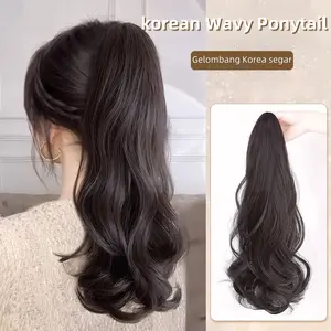 Rambut Palsu Hairclip /hair clip curly hitam Hair Clip Panjang Bergelombang Fashion Wanita Natural Hair Women's Long Curly