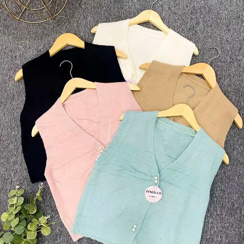 Vest Rajut Pita  Wanita Rompi Atasan  Outer Rajut Warna Pastel Knitwear Tebal 1