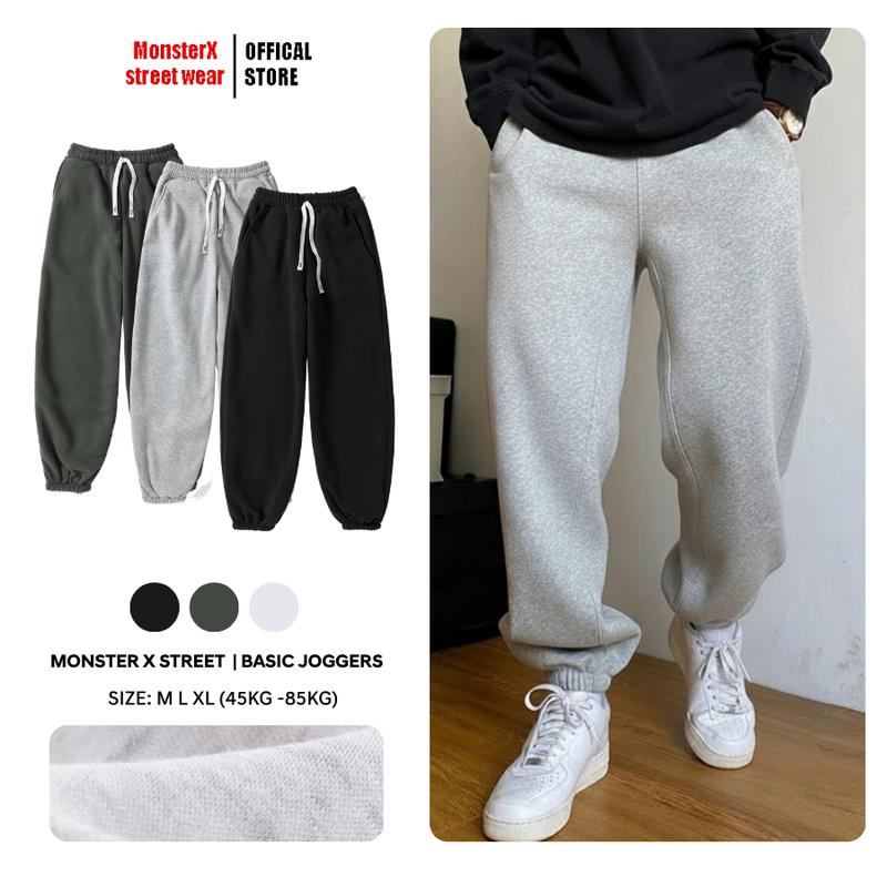 Bản Cao Cấp Quần jogger nỉ bông nam nữ bigsize Monster x Street quần dài nỉ bông ống rộng lai thun thời trang