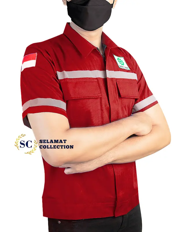 Kemeja Safety K3 by Selamat collection - Baju Seragam Kerja Atasan Wearpack Lengan Pendek Pria Wanita 6