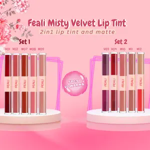 [BPOM] FEALI Lipstik DoubleSense 2 IN 1 Liptint Dual-ended Lipstick ombrelips Liquid Matte lipstik Velvet Tint Lightweight High Pigment Lasting Bibir Ombre