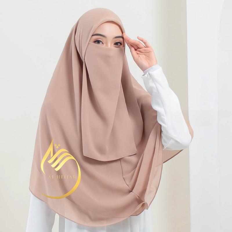 Product Introduction of {SET CADAR} JILBAB SYAR'I SEGI EMPAT INSTAN JUMBO PREMIUM | TUDUNG HAFIZAH Bisnis Pad Muslim Layer Doll Ceruty Sifon Kerudung 9