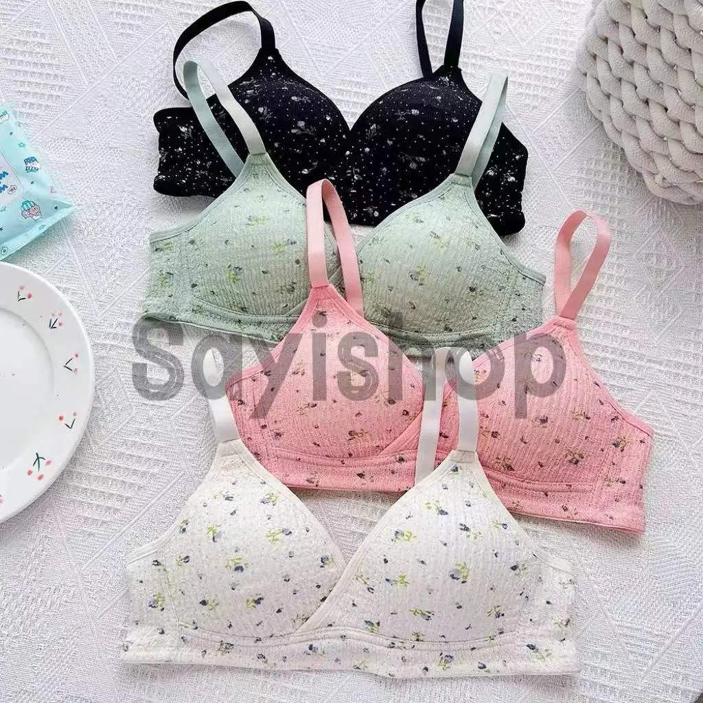 Sayishop Bra Push Up Tanpa Kawat Wanita Bikini Sport Beha Lingerie Korea flower Fashion Bralette Remaja bh