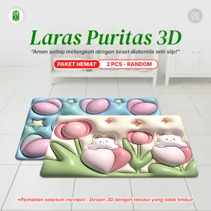 RAJA - 2 PCS Keset Kaki Diatomite Motif 3D Keset Kamar Mandi Keset Menyerap Air Anti Bakteri [12]
