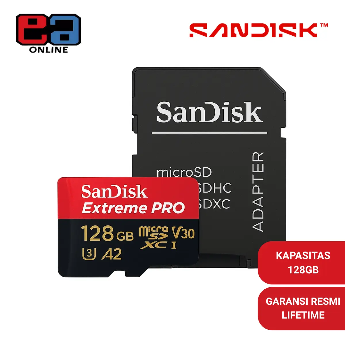 Sandisk Micro SDXC Extreme Pro A2 U3 128GB 200Mbps 4K UHD Device Otg