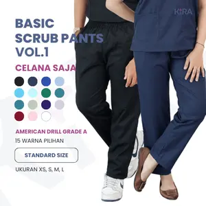 CELANA SAJA Celana Scrub Medis/Basic Scrub Pants/Unisex/American Drill/Standard Size/Kira Scrub