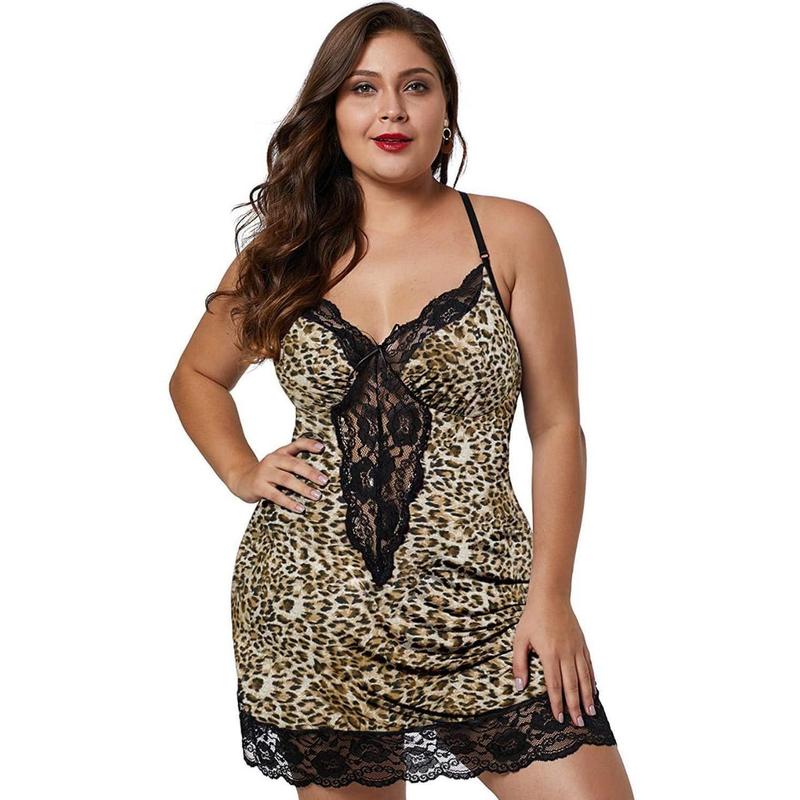 Happy Girl Shop Lingerie Mini Dress Leopard Ketat Renda HItam BB Jumbo Renda Hitam LW 0