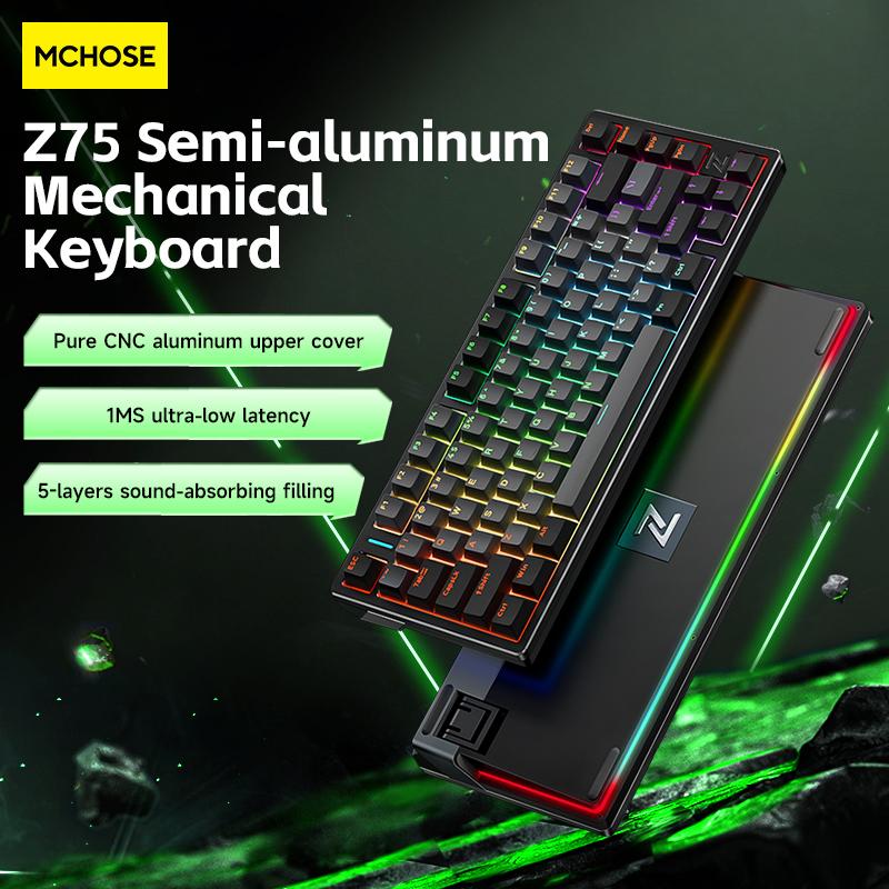 MCHOSE Z75 Bàn phím Cơ không dây, Bố cục 75%, Thiết kế tiện dụng, Công thái học, Bluetooth có thể tùy chỉnh, Thích hợp cho máy tính xách tay / máy tính bảng / PC, Tương thích với Wins & Mac, Bàn phím chơi game