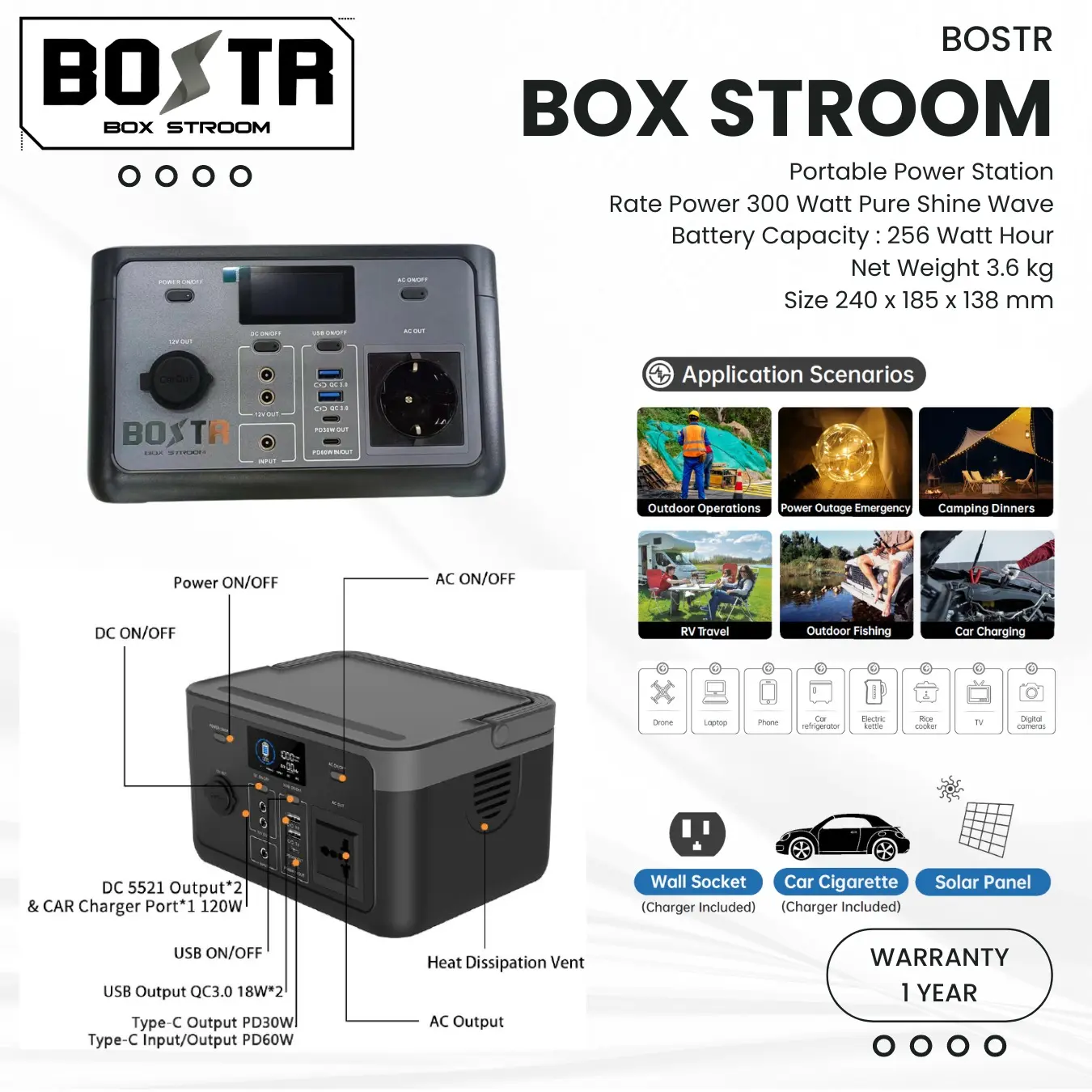 Portable Power Station BS-M300 300 Watt I 256 Wh Outdoor Camping Genset Tenaga Surya Listrik