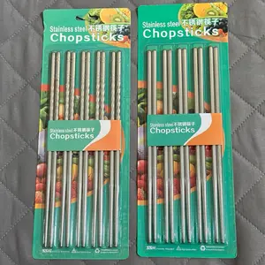 ( 1 pak ) Sumpit Stainless Steel Ulir Polos Korean Sumpit Mie Korea