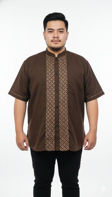Big Size Jumbo Baju Koko Pria Muslim Dewasa Lengan Pendek Baju Koko Batik Kobata Terbaru