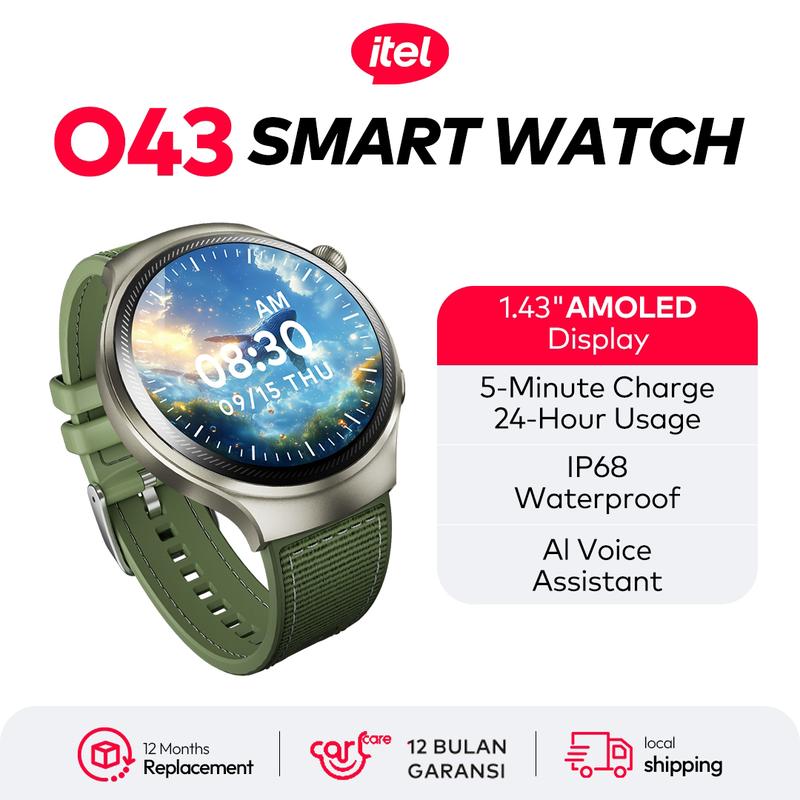 [SP] Official itel Smartwatch O43 Max smart watch 1.43 inch AMOLED Touch Screen IP68 water proof Jam Tangan Pria fitness tracking 7