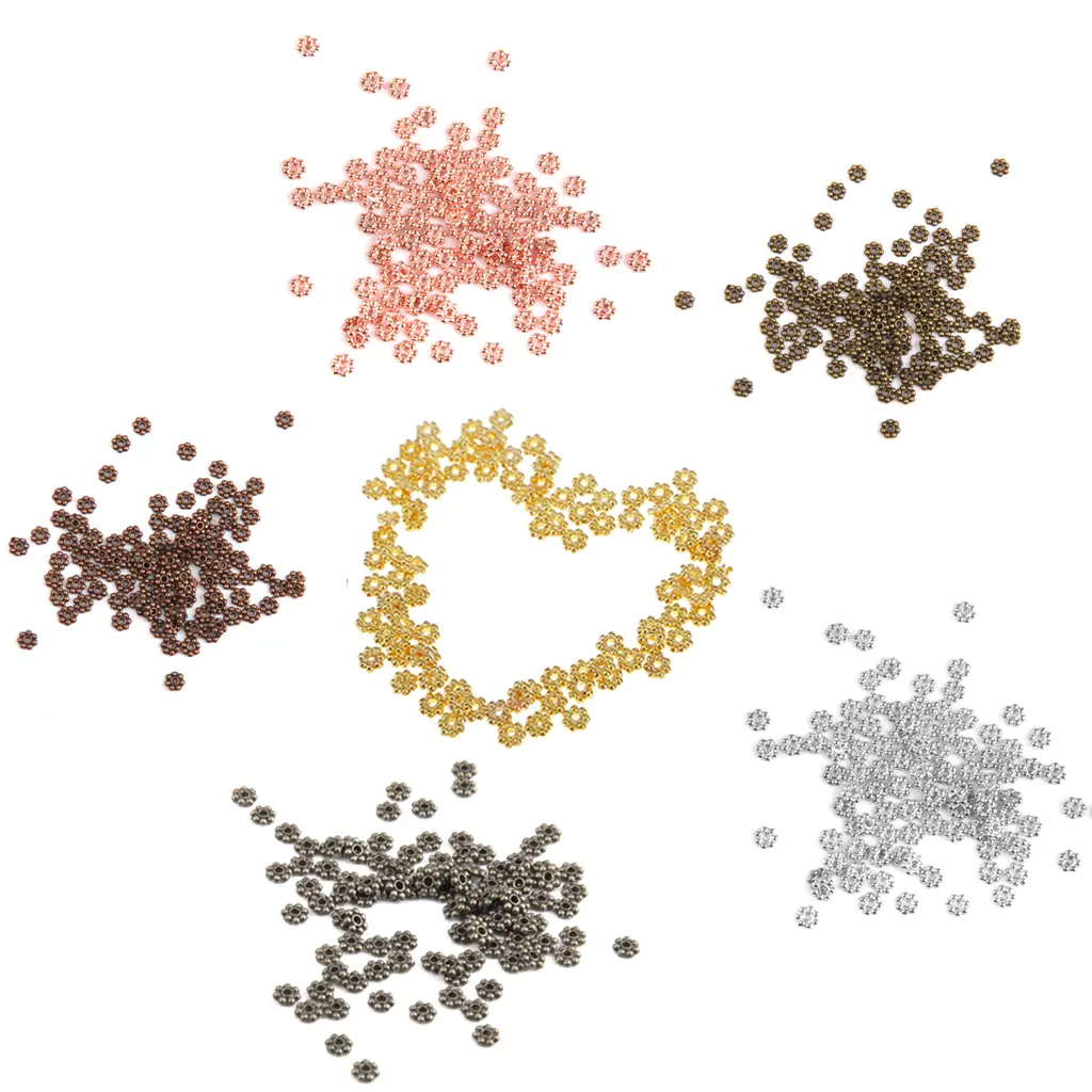 100 Pieces Tibetan Daisy Spacer Metal Beads 4mm Jewelry
