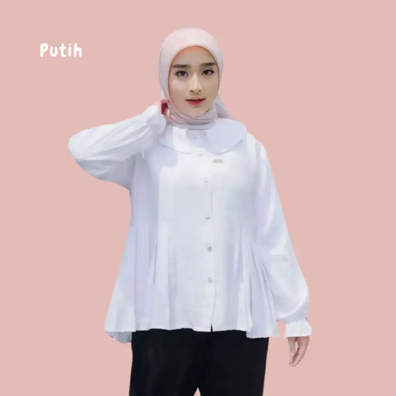 AYYA BLOUSE - KEMEJA ATASAN DEWASA - FULL KANCING DEPAN - BAHAN CRINKLE - Wanita - Remaja 2