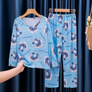 Piyama stitch anak baju tidur anak karakter stitch blue import