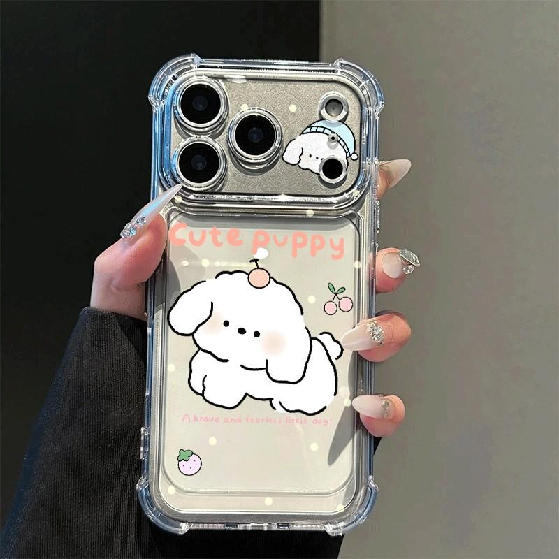 Vẽ đơn chó con mềm mại dễ thương phù hợp với ốp lưng chống rơi bốn góc iPhone18/17/16/15 14/13/11/7/17pro/17promax đơn giản 16 cá tính 16plus mới 16pro