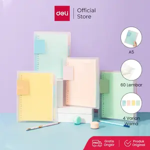 Buku Binder Deli Lose Leaf Vivid A5/B5 60 Halaman Warna Pastel QHA560 QHB560 dengan Kertas Berwarna-warni dan Sampul Transparan Biru Hijau Paper Stationery