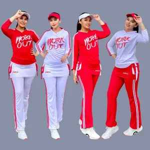 Setelan WR olahraga baju Senam Rok Merah Putih Setelan Baju Zumba Aerobic Gym Fitness Running Jogging Cycling Sepeda Gowes Training Seragam Olahraga Panjang Muslim Hijab Indoor Outdoor