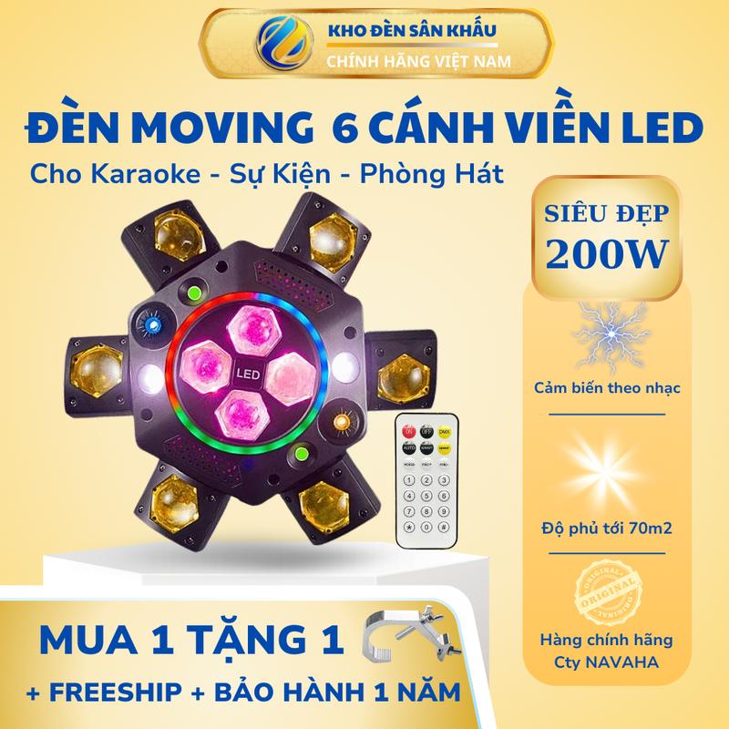 Đèn sân khấu moving 6 cánh 16 mắt viền led có 10 mắt led 4 mắt chớp 2 mắt laser 200W NAVAHA cảm biến âm thanh chớp theo nhạc phòng hát 1