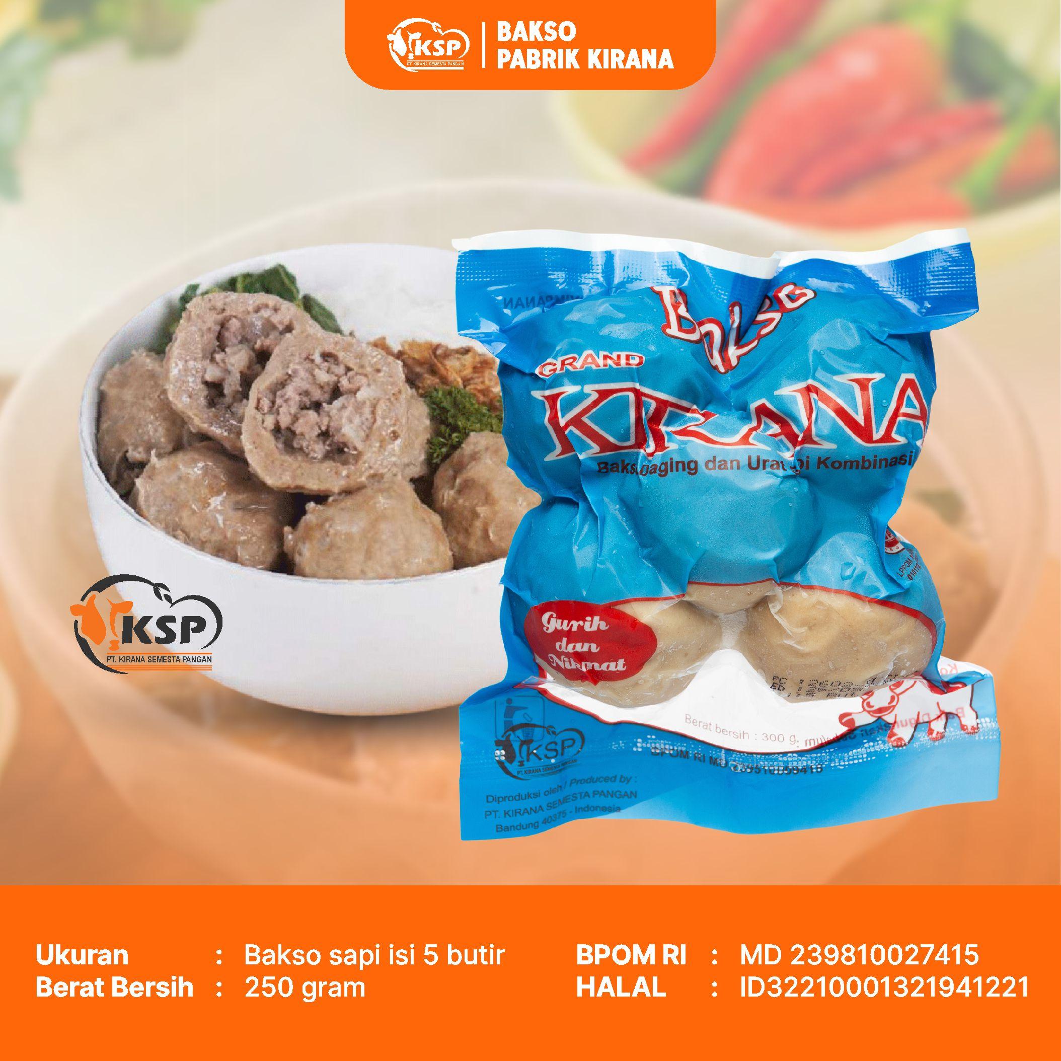 Grand Kirana Paket 3 Pack Bakso Cincang 2 dan Bakso Urat Ukuran Sedang 1 Isi Food Frozen Daging Sapi Halal HACCP BPOM Makanan