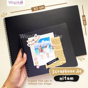 SCRAPBOOK A4 HITAM POLOS premium | ukuran 20x30cm cocok untuk journaling atau scrapbooking