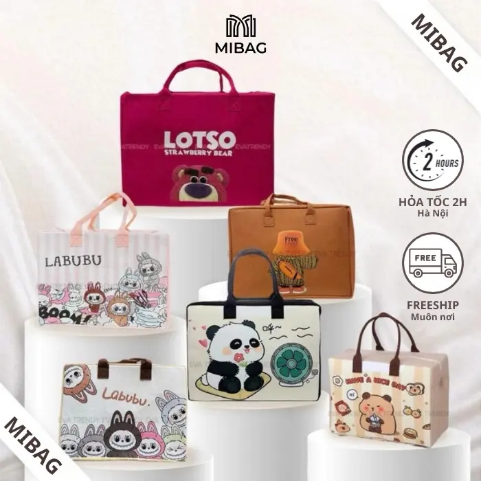 Túi Xách Du Lịch, Túi Đựng Đồ  Đa Năng Nhiều Hoạ Tiết Dạ Nỉ , Phù Hợp Du Lịch Mẹ Bỉm Sữa Phụ Nữ Sinh