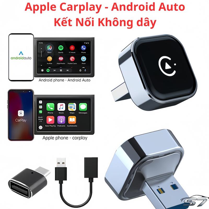 Bộ Chuyển Đổi Apple Carplay Android Auto Không Dây Ô Tô Cắm Cổng USB
