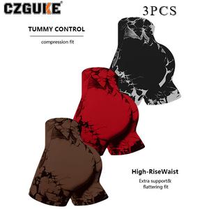CZGUKE pantalones de yoga para mujer, mallas de gimnasio, mallas elásticas sin costuras con tie-dye y cintura alta, pantalones de fitness para correr con efecto realce de glúteos, conjunto de tres pzas