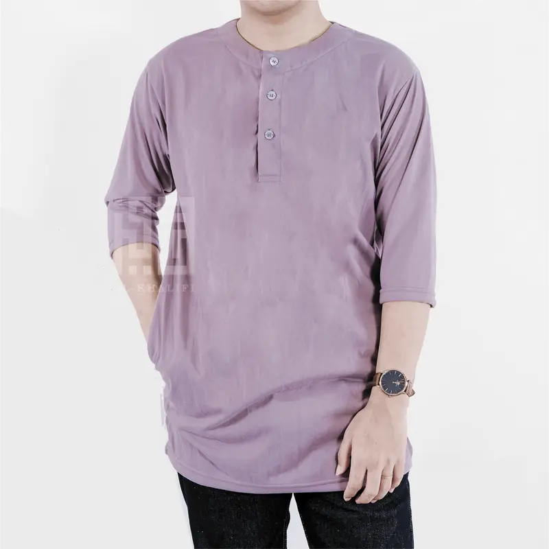 Kurta Pakistan Bahan Kaos Lengan 3/4 Baju Koko Muslim Fashion Dewasa Nyaman Panjang 4