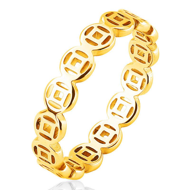 Nhẫn Thép Không Gỉ Rỗng, Đồng May Mắn, Chuyển Chỉ Số, Ngón Tay, Titan, Hình Học, Cá Tính, Retro, Cặp Đôi  Women Nữ 4