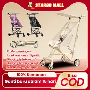 【Pilihan utama untuk dibawa ke kabin pesawat】Starbb Mall Bayi Stroller Dorong Stroller saku ringan Sabuk pengaman tiga titik Dilengkapi pijakan kaki Dilengkapi kanopi peneduh Nilai terbaik untuk harga Bayi