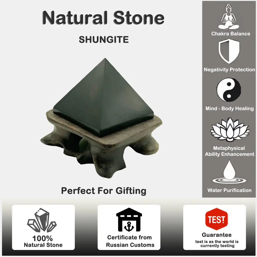 Hiasan Piramid Shungite, Reka Bentuk Rusia, 5g, Perlindungan EMF, Tenaga Tinggi, Mengimbangi Feng Shui, Meningkatkan Tidur, Hadiah Permata