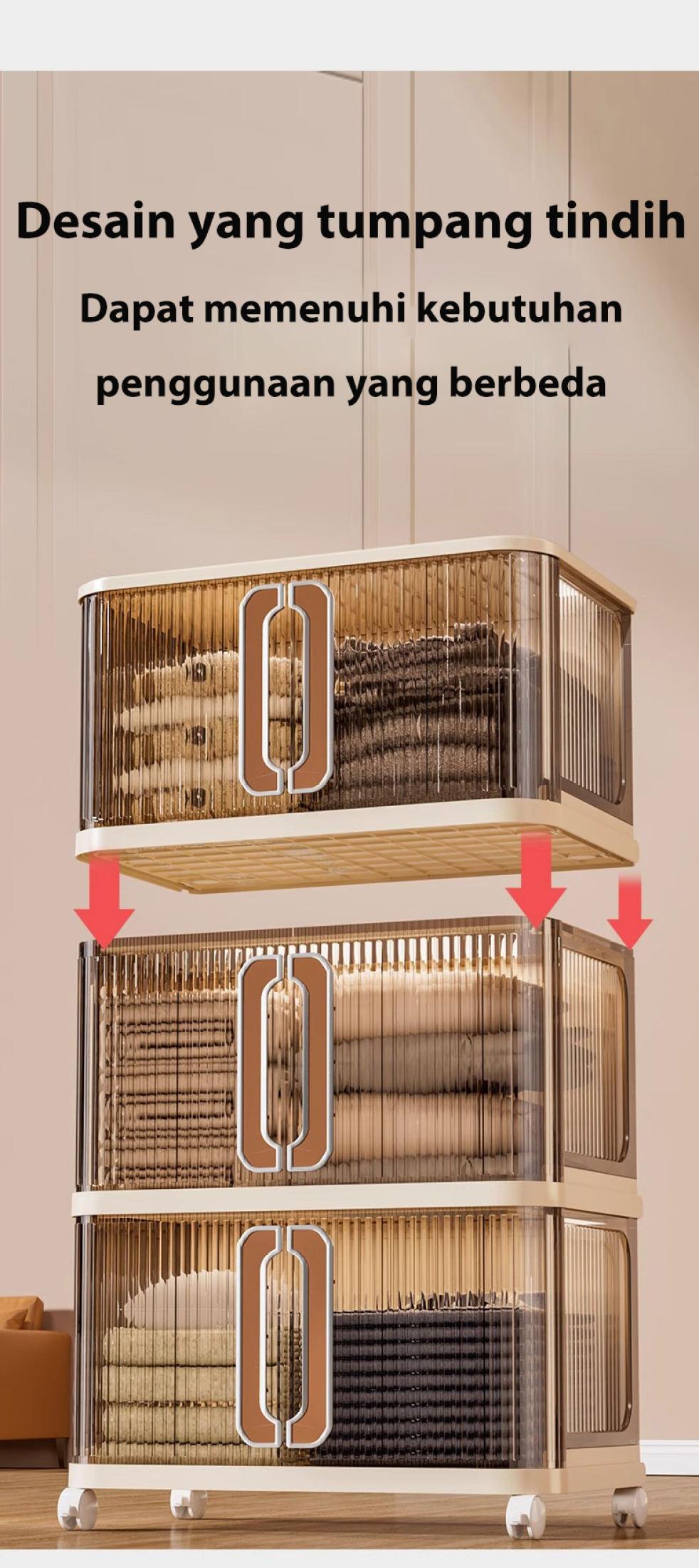 [COD 24h shipping] Tidy Tribe Lemari Penyimpanan Lipat Plastik -Lipat Besar/Lemari Penyimpanan Mewah Estetika/Rumah Lemari Penyimpanan Serbaguna Lemari/Multi -Lemari Penyimpanan Plastik Lapis dengan Roda dapat dipindahkan dan nyaman