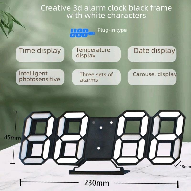 Jam smart LED meja dan dingding Hadiah Jam Dinding 3D 3