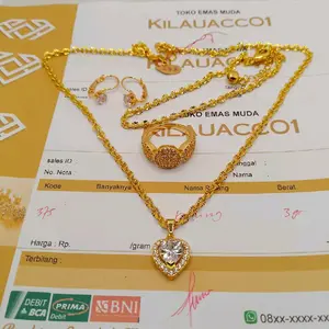 PROMO SET PERHIASAN WANITA EMAS MUDA REE SURAT DARI TOKO RESMI