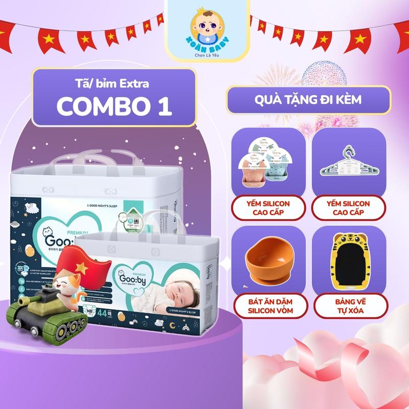 Tã/bỉm quần, dán Gooby Premium - Chuyên gia bỉm đêm, chống trào đến 12h size NB đến 3XL cho bé từ 6kg - 24kg 1