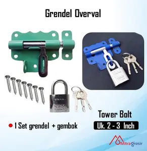 Paket Slot Grendel Overval Gembok Warna Slot Pintu Gudang Grendel Overpal Jendela Barrel Bolt Warna