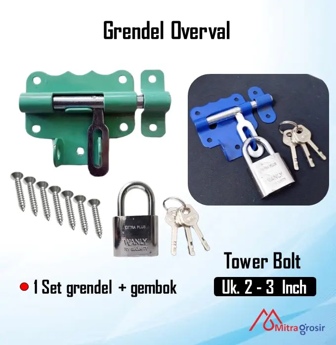 Paket Slot Grendel Overval Gembok Warna Slot Pintu Gudang Grendel Overpal Jendela Barrel Bolt Warna