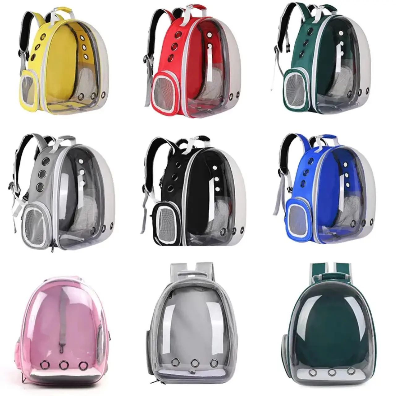 Tas Ransel Pet Carrier Astronot untuk Anjing dan Kucing - Model Basic, PC Transparant + Oxford Kain, 42x33x28 cm, Maks 8kg