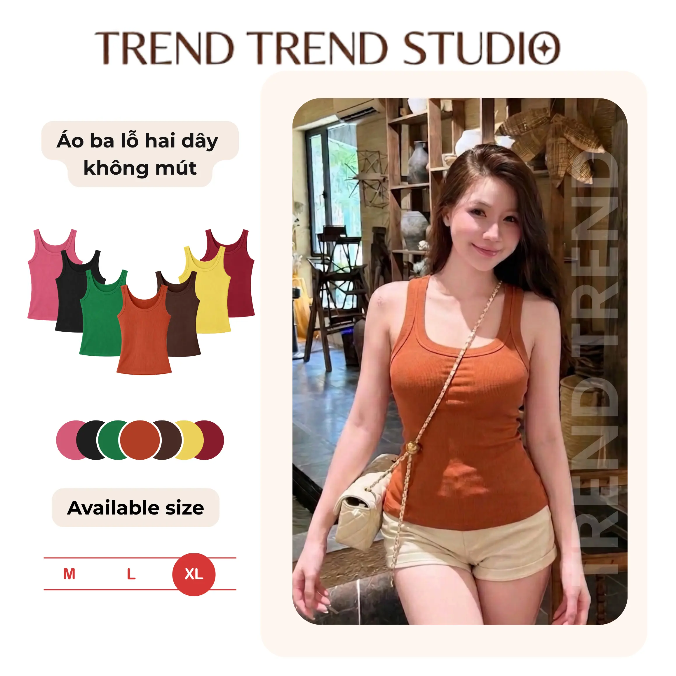 [KHÔNG MÚT]  Áo Ba Lỗ Nữ Sang Chảnh 2026 Form Ôm Áo 2  Dây Chất Tăm Lạnh Mềm Mại đi tập đi chơi- TrendTrend Store Top Women