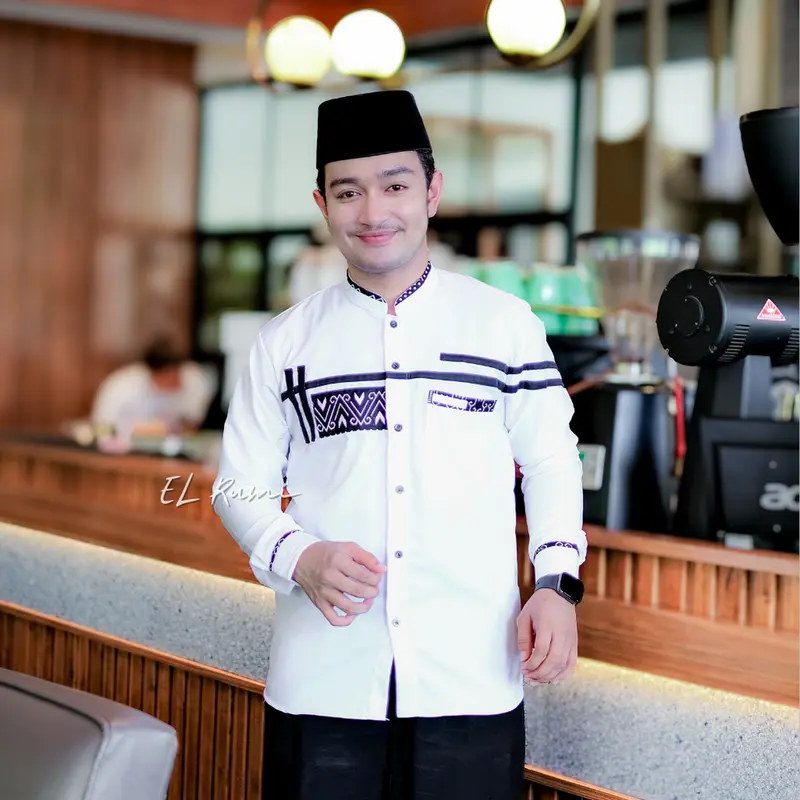 Baju koko Atasan Muslim Pria Dewasa Elrumi Motif Hashtag Batik Lengan Panjang 4