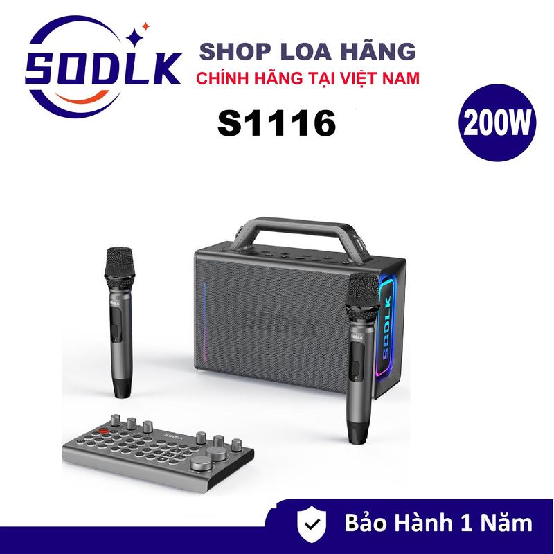 Loa Karaoke Bluetooth SODLK S1116 Công Suất 200W, pin 20000mAh, micro không dây, điều khiển từ xa Kèm Bộ Soundcard - Chính Hãng Bảo Hành 12 Tháng loa bluetooth  bass mạnh loa bluetooth Củ Loa Nghe Nhạc Kem loa _ di động